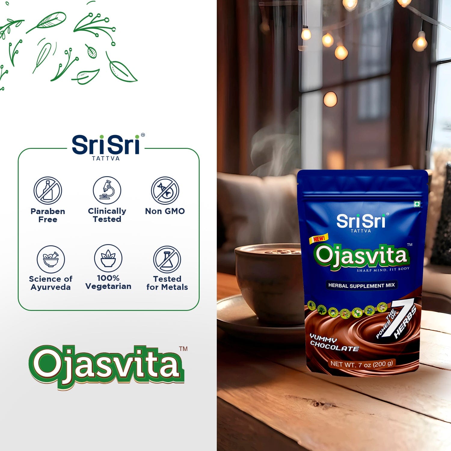 Sri Sri Tattva Herbs Ojasvita Herbal Health Drink - Chocolate