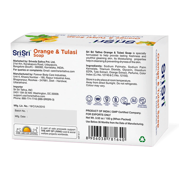 Sri Sri Tattva Cosmetics Orange and Tulasi Soap