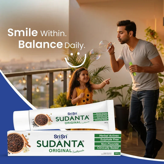  Sudanta Original toothpaste tube and box with father and daughter blowing bubbles