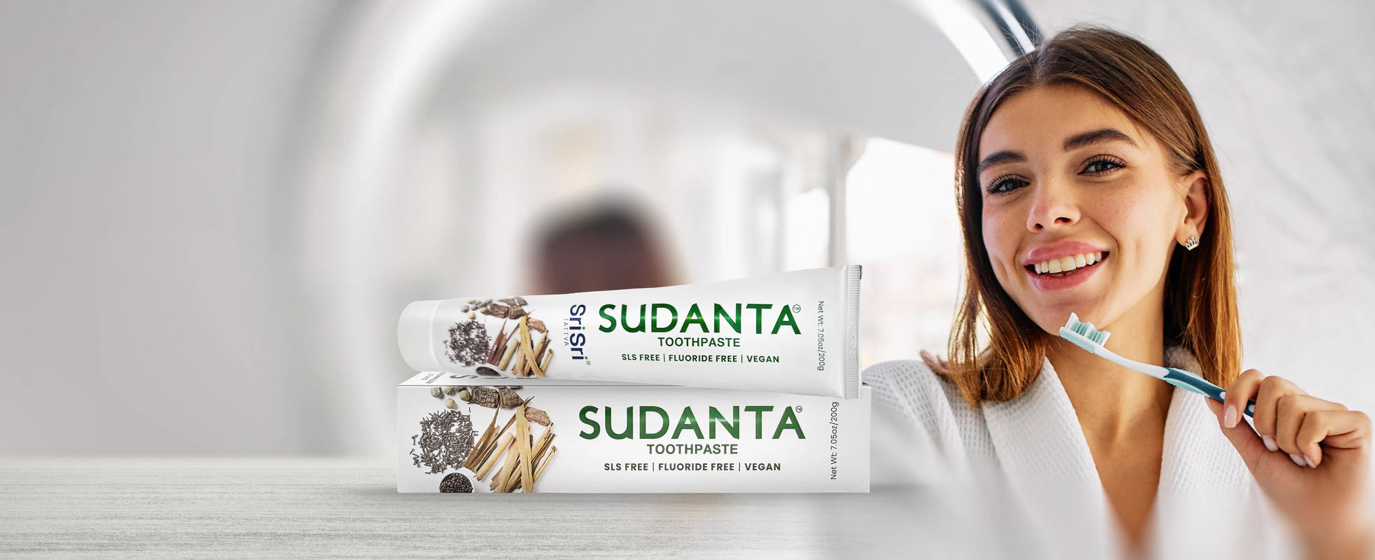 Sudanta Ayurvedic toothpaste by Sri Sri Tattva - SLS free, fluoride free and vegan herbal toothpaste