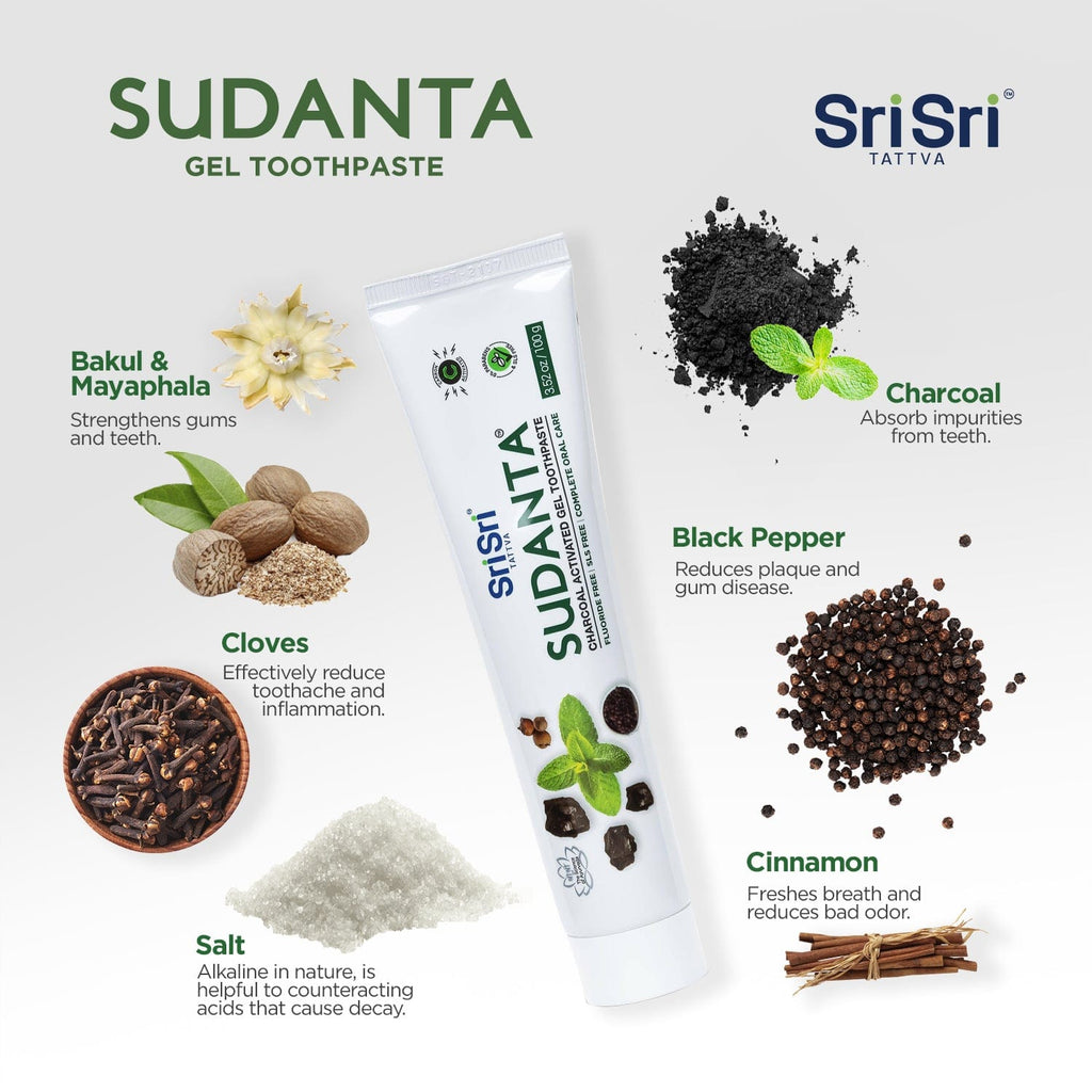 Sri Sri Tattva Cosmetics Sudanta Charcoal Toothpaste - Ayurvedic Oral Care