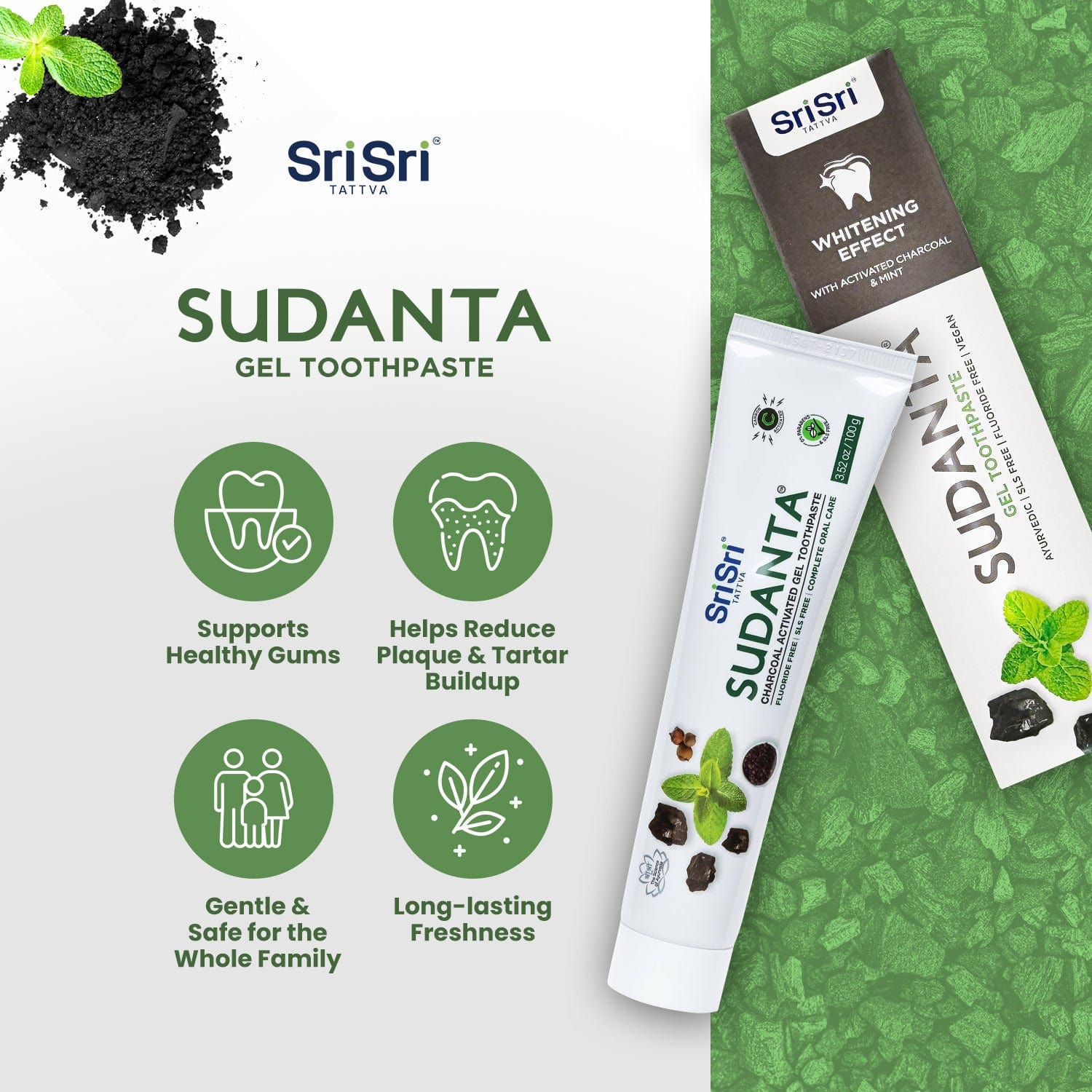 Sri Sri Tattva Cosmetics Sudanta Charcoal Toothpaste - Ayurvedic Oral Care