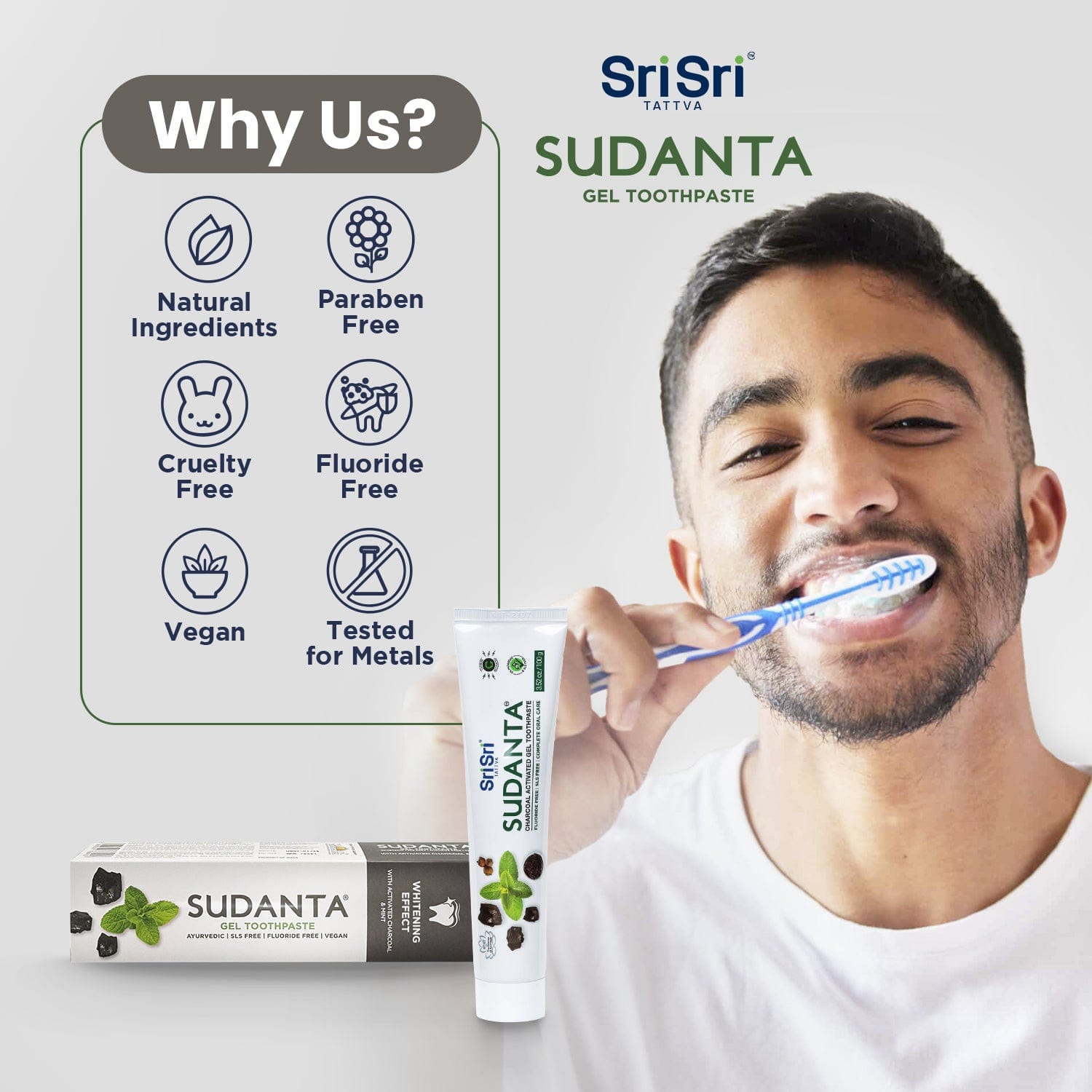 Sri Sri Tattva Cosmetics Sudanta Charcoal Toothpaste - Ayurvedic Oral Care