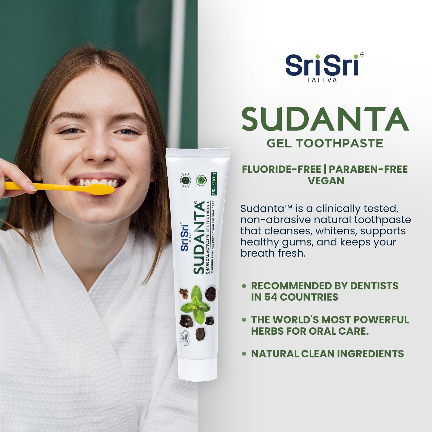 Sri Sri Tattva Cosmetics Sudanta Charcoal Toothpaste - Ayurvedic Oral Care