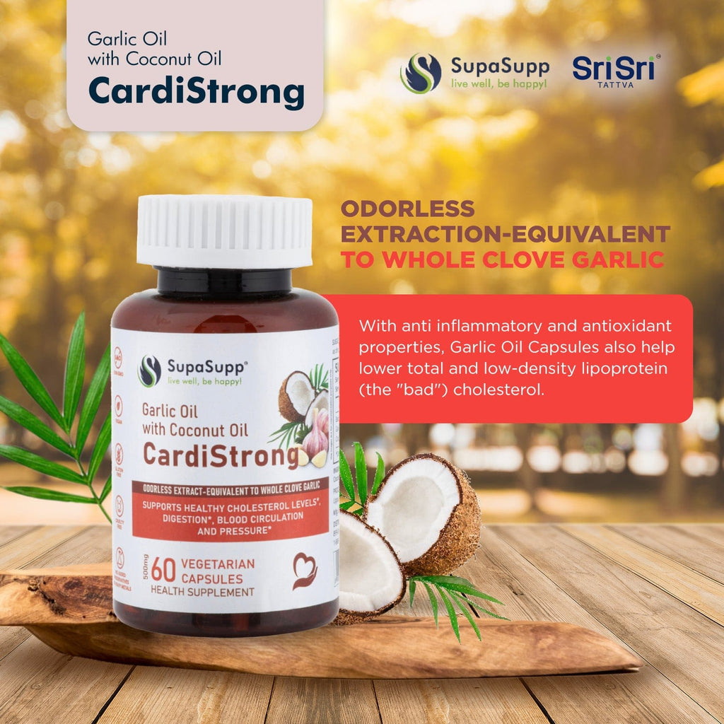 Sri Sri Tattva Herbs CardiStrong Garlic & Coconut Oil Capsules