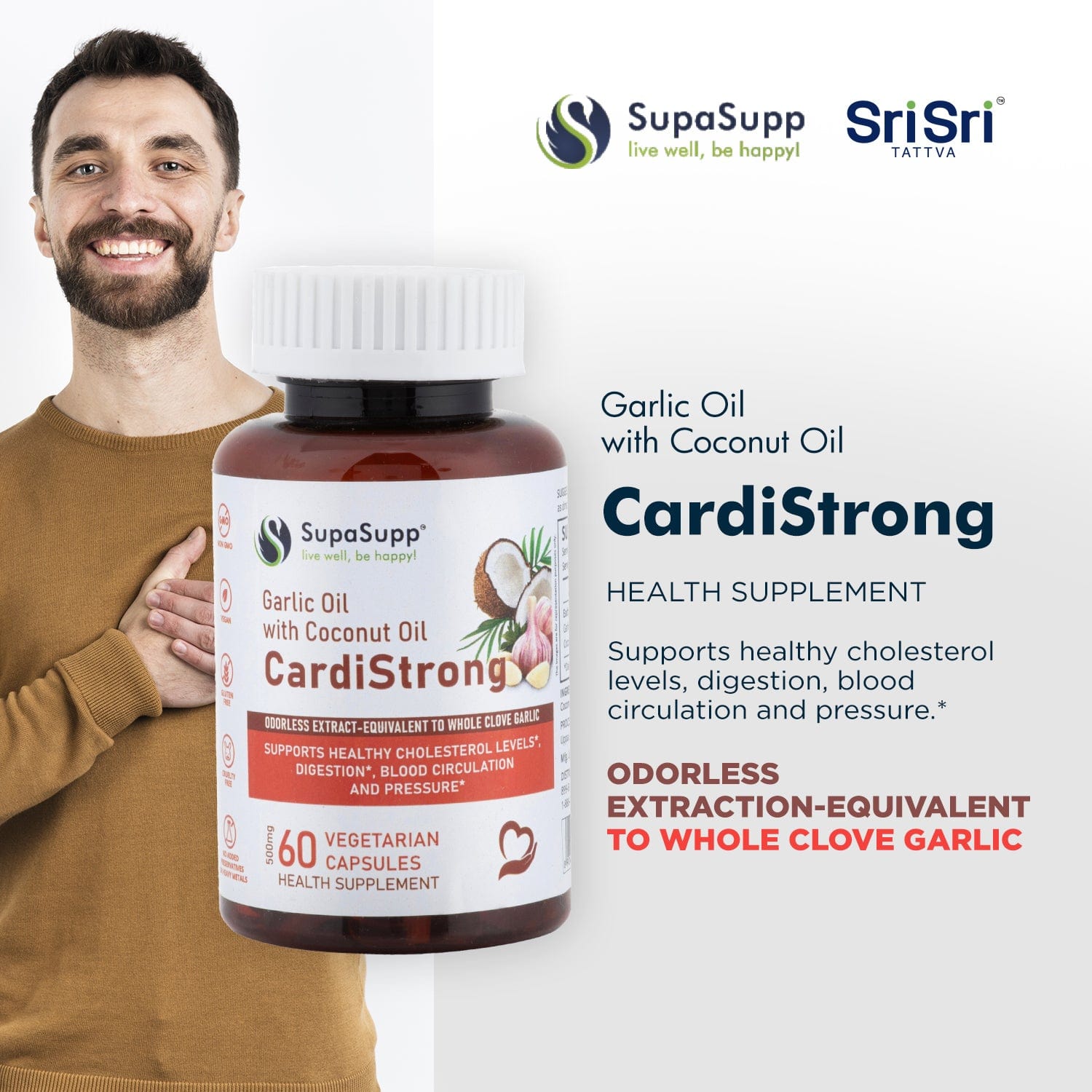 Sri Sri Tattva Herbs CardiStrong Garlic & Coconut Oil Capsules