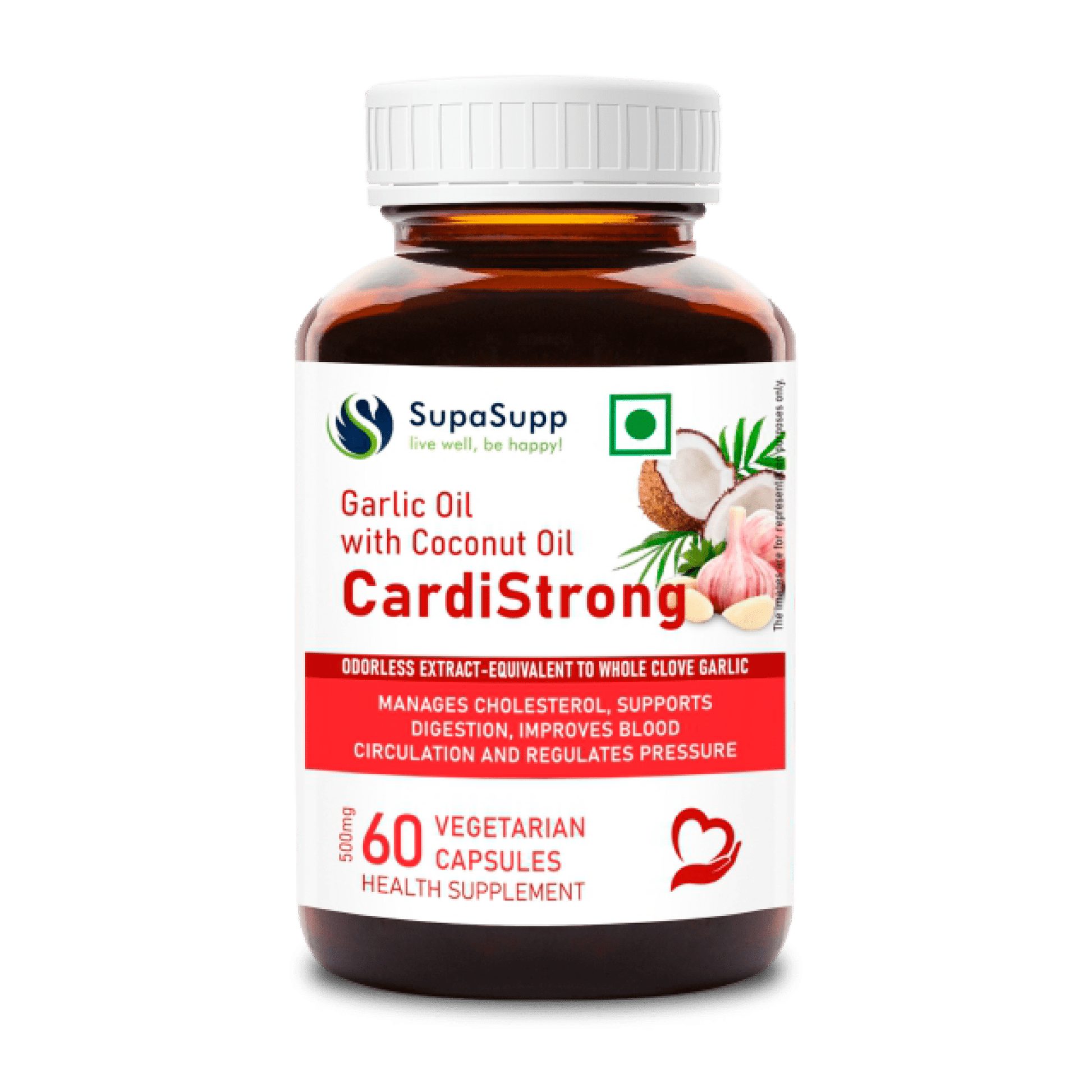 Sri Sri Tattva Herbs CardiStrong Garlic & Coconut Oil Capsules
