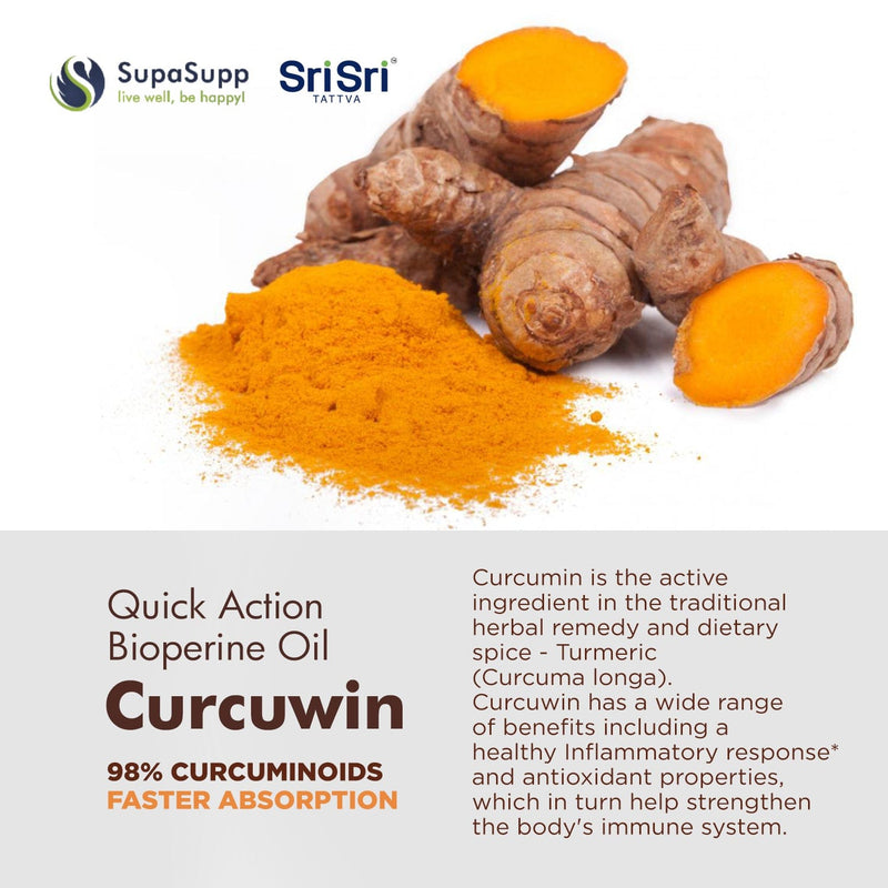 Sri Sri Tattva Herbs Curcuwin Bioperine Oil Capsules