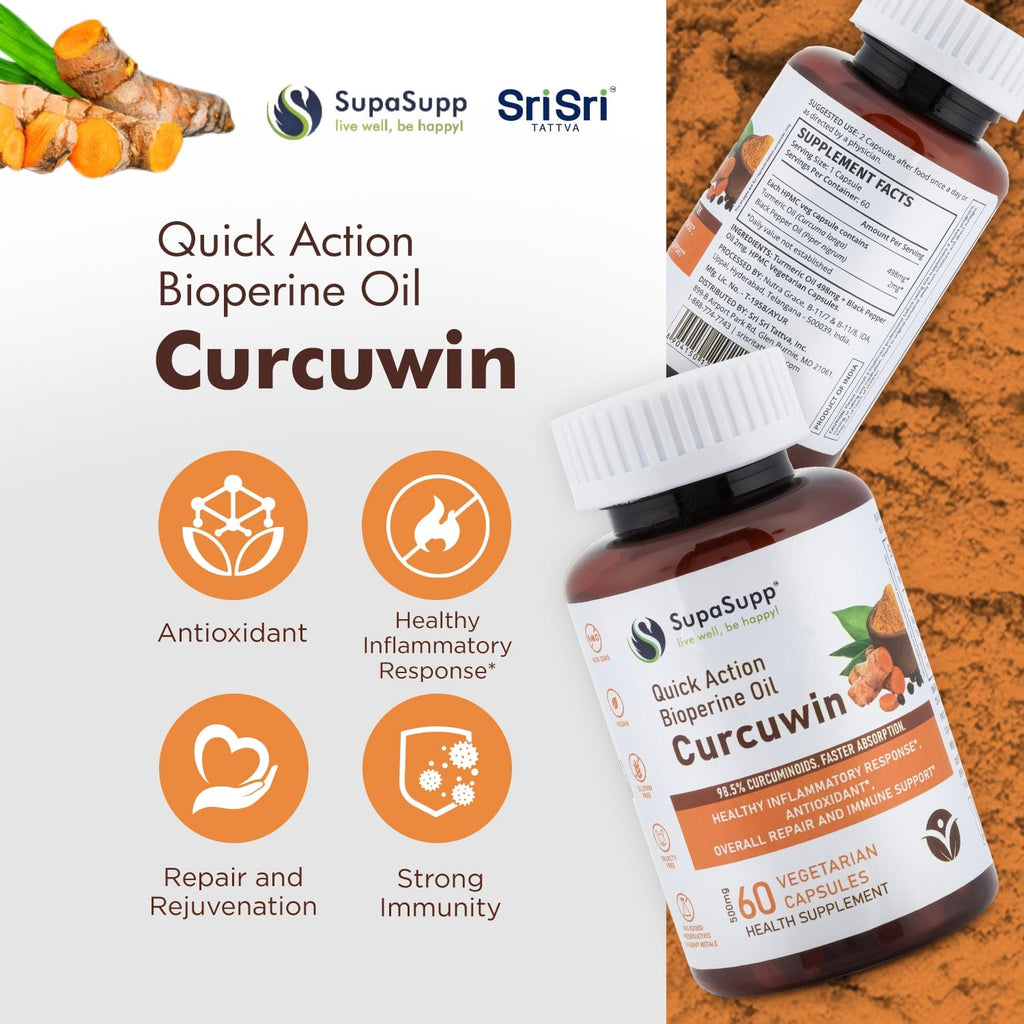 Sri Sri Tattva Herbs Curcuwin Bioperine Oil Capsules