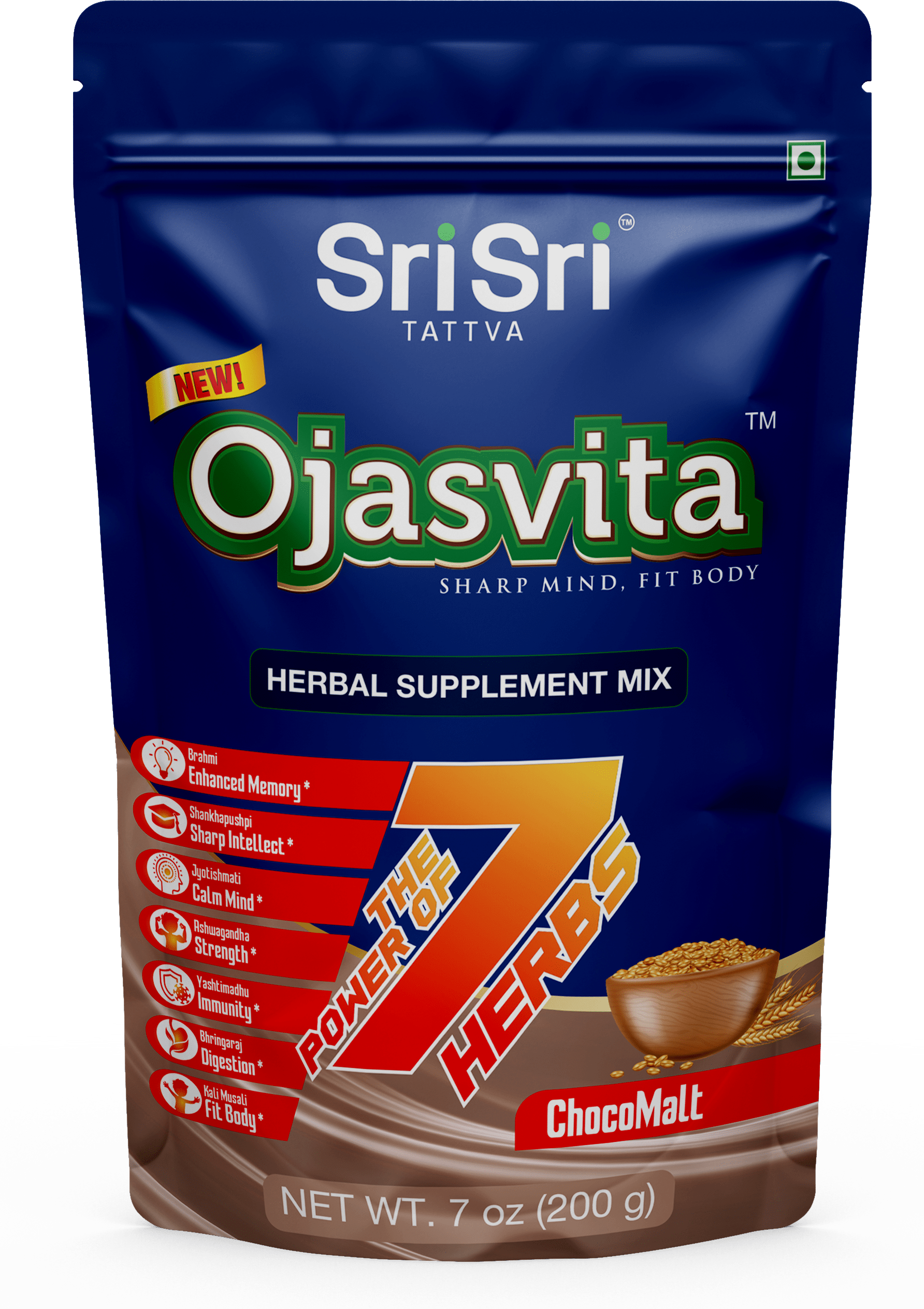 Sri Sri Tattva Herbs Ojasvita Choco Malt 200g - Power of 7 Herbs