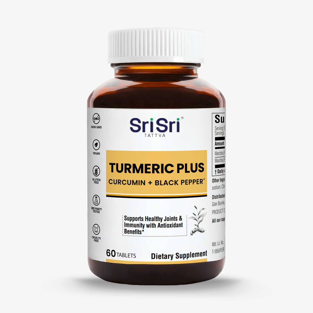 Sri Sri Tattva Herbs Turmeric Plus (Curcumin + Black Pepper) - Pain & Immunity Support
