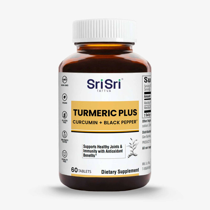 Sri Sri Tattva Herbs Turmeric Plus (Curcumin + Black Pepper) - Pain & Immunity Support